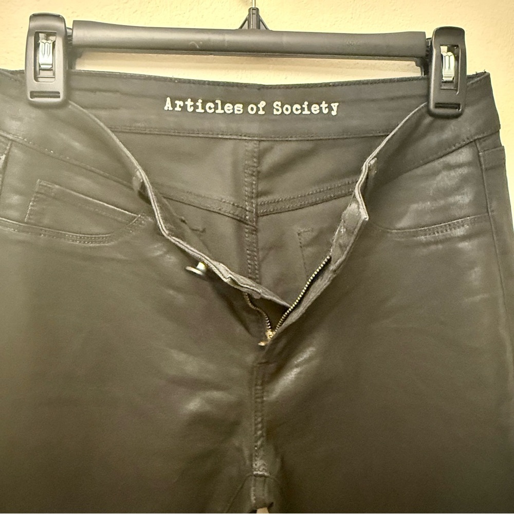 Articles of Society Black Coated Skinny Jeans, Size 26 - Picture 2 of 5